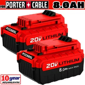 2Pack 20V 8.0Ah Replace Battery for Porter Cable PCC601LA PCC600 Cordless Tools