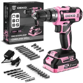 B0CC1S7SPC DEKOPRO Deko Pro Pink Cordless Drill Set Power
