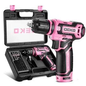 B0D7PRVCBJ DEKOPRO Pink Cordless Power Drill Set Box Women