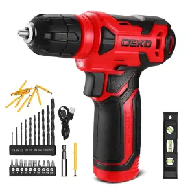 B0D8HRS8NW DEKOPRO Cordless Drill Set Led Keyless Chuck