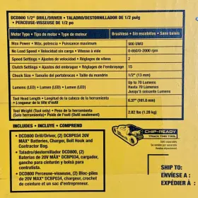 DCD800E2 DEWALT Xr Brushless Cordless Drill Driver Kit #3