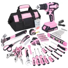 B08P34RQZM FASTPRO Pink Cordless Ion Drill Tool Set Repair