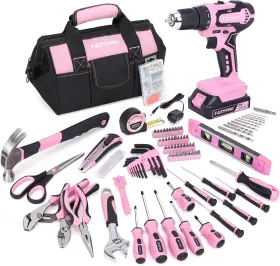 F00712 FUTE Pink Cordless Lithium Ion Drill Driver Tool Set