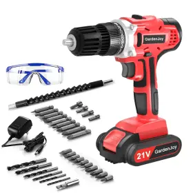 B0CKKW6SX8 GARDENJOY Cordless Drill Set Battery Charger Led