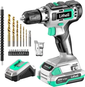 214129850464 LITHELI Cordless Drill Set Power Keyless Chuck