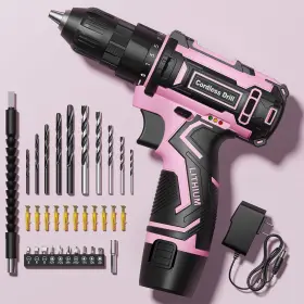B0DBQKVGMW VIWKO Pink Cordless Drill Set Women Keyless Power