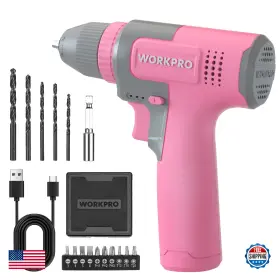 B0D95B5QLZ WORKPRO Pink Cordless Drill Driver Set Electric