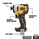 DEWALT DCF809 20V Brushless Impact Driver, 1/4" Keyless Chuck, 3 LEDs, Compact