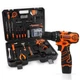 COMOWARE 195-Piece Household Tool Kit w/ 12V Cordless Drill Driver & Case