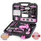 URASISTO Pink 136-Pc Household Tool Set with 3.6V USB Electric Screwdriver