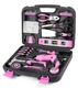 URASISTO Pink 136-PC Household Tool Set w/ 3.6V USB Electric Screwdriver