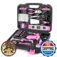 URASISTO Pink 136-Pc Household Tool Set w/ 3.6V USB Electric Screwdriver