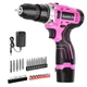 GardenJoy 12V Cordless Power Drill Set w/Battery, Charger & 65-Pc Accessory Kit